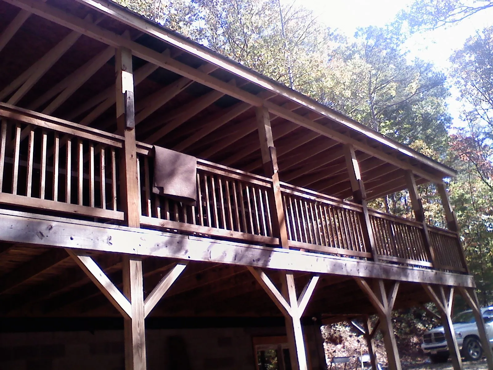 Timber framing under a new elevated porch and deck — Roof Leak Repair in Ellettsville by Roofing Brothers